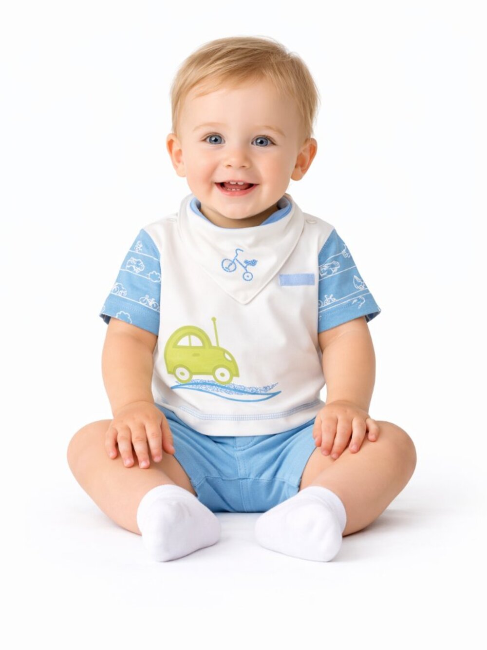 It’s My Planet Baby Boys Organic Cotton T-Shirt Bib and Short Set NWT